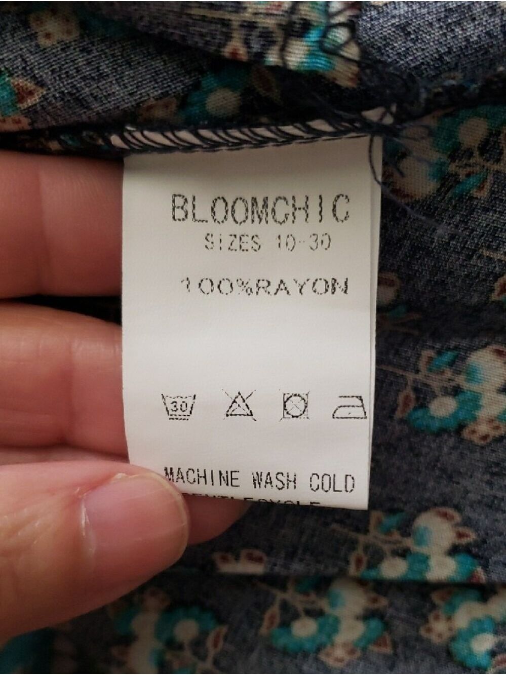 BloomChic Navy Floral Boho Mini Dress with Teal & Coral Accents - Picture 8 of 10